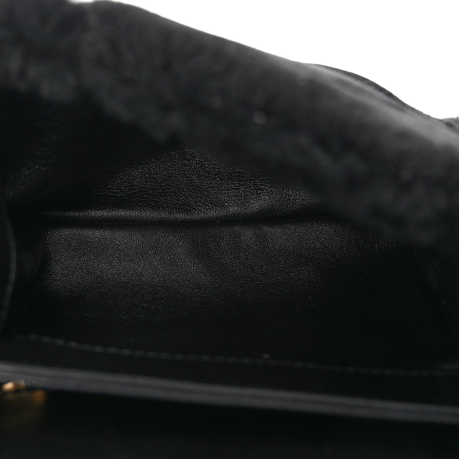 Chanel Shearling Lambskin Quilted Chain Top Handle Flap Black 5 of 11