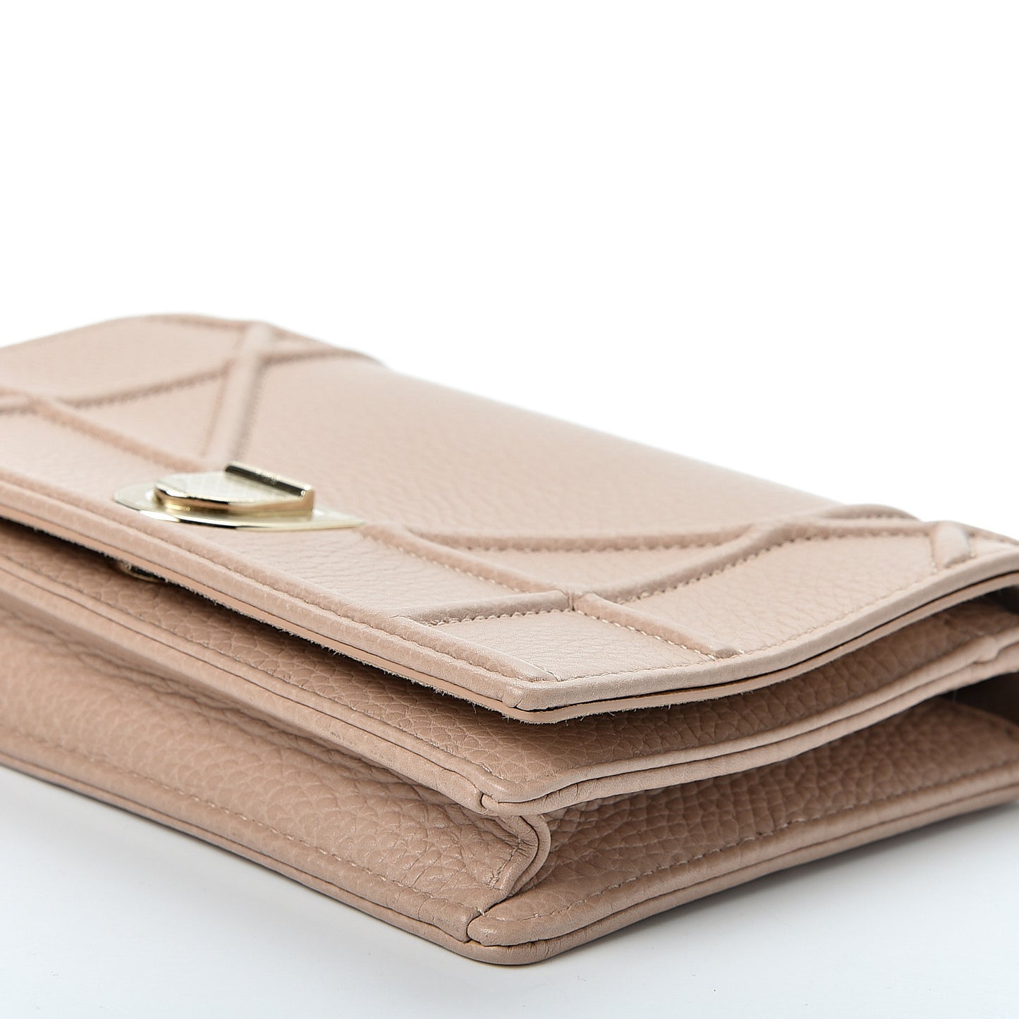 Grained Calfskin Diorama Wallet on Chain Pouch Nude
