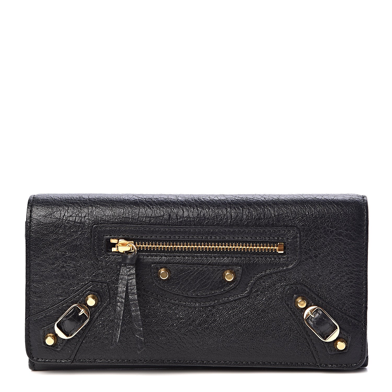 Balenciaga Agneau Classic Gold Hardware Money Wallet Black 1 of 7