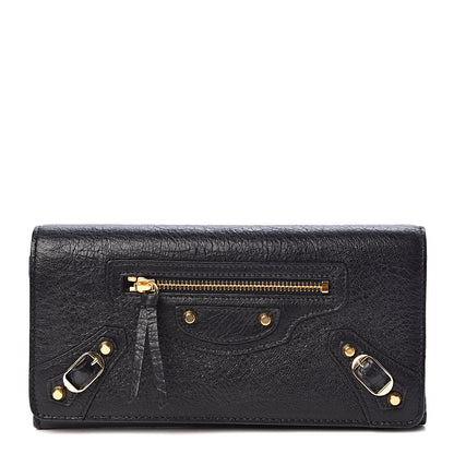 Balenciaga Agneau Classic Gold Hardware Money Wallet Black 1 of 7