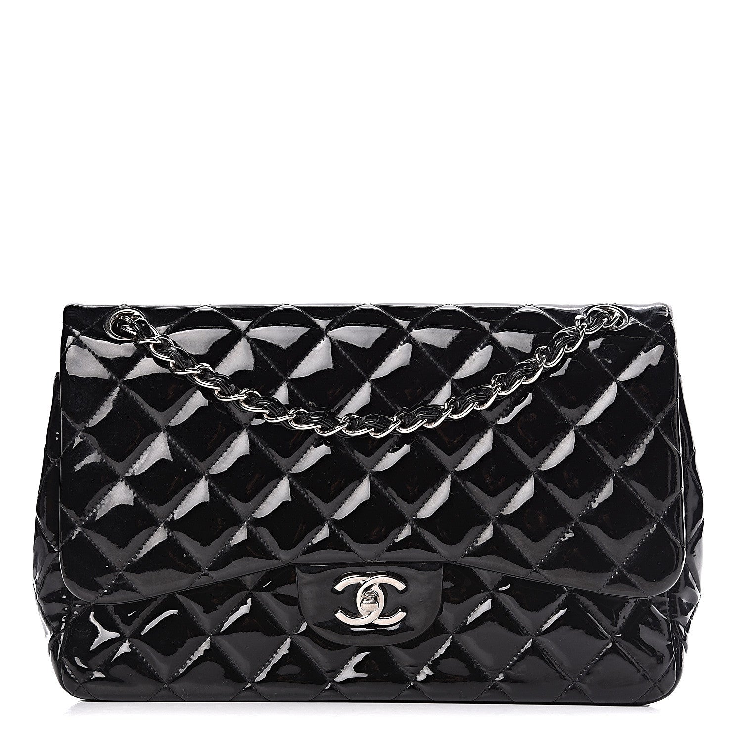 Chanel Patent Quilted Jumbo Double Flap Black 1 of 22