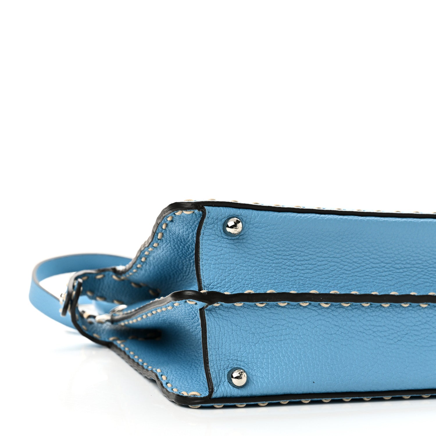 Fendi Vitello Granato Camoscio Selleria Macro Stitchings Medium Peekaboo I SEE U Satchel Turquoise 8 of 9