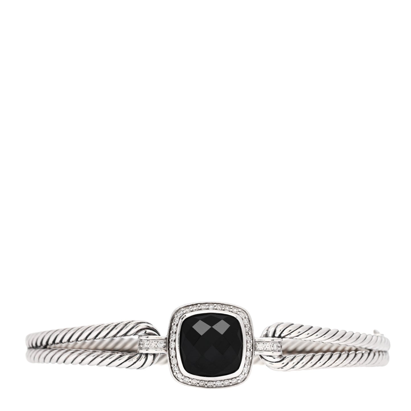 Sterling Silver Diamond Black Onyx Albion Cable Bracelet
