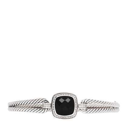 David Yurman Sterling Silver Diamond Black Onyx Albion Cable Bracelet 1 of 3