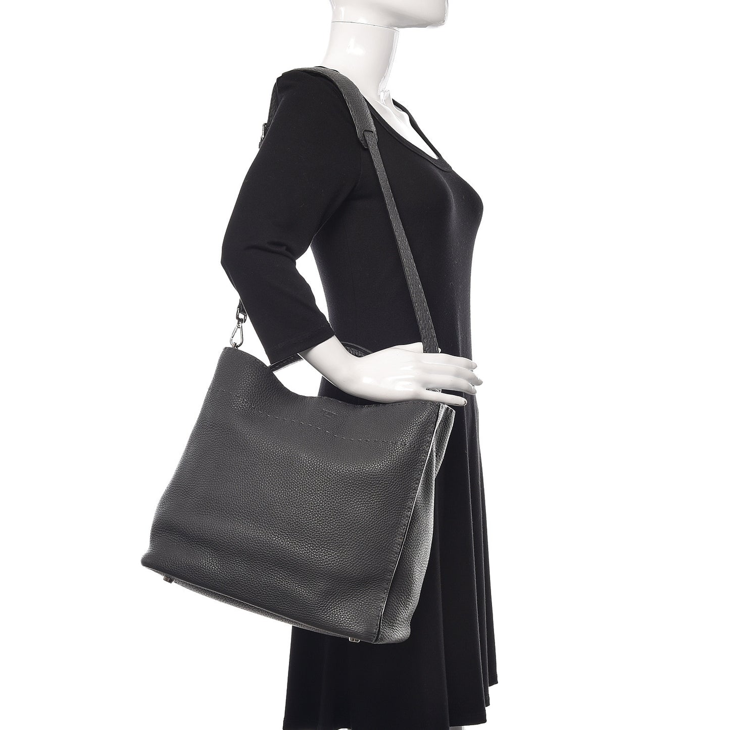 Cuoio Romano Selleria Large Anna Bucket Bag Asfalto