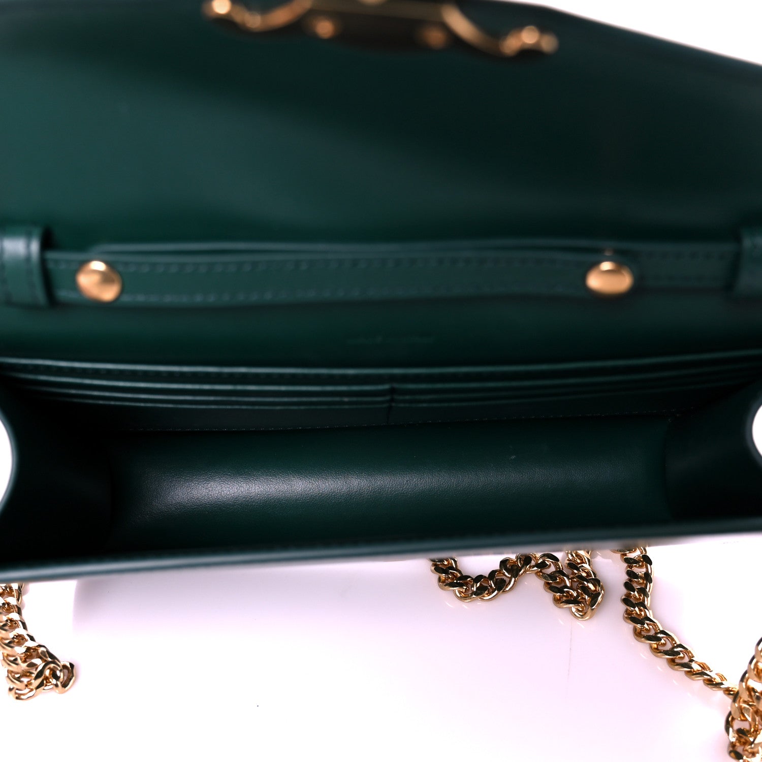 Celine Shiny Calfskin Triomphe Margo Wallet on Chain Racing Green