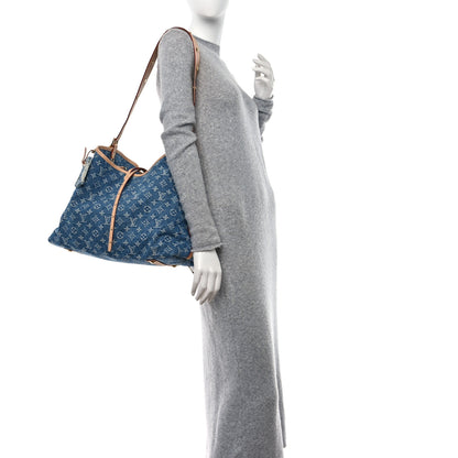 Louis Vuitton Monogram Denim CarryAll MM Blue 2 of 10