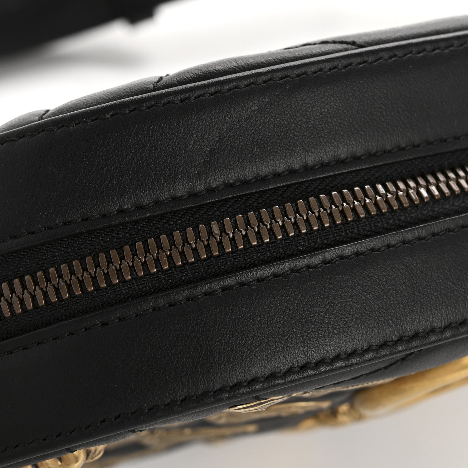 Gucci Calfskin Matelasse Animal Studs GG Marmont Belt Bag 85 34 Black 13 of 13