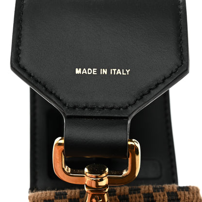 Fendi Ribbon Vitello King Logo Embossed Gingham Woven Adjustable Strap You Camel Black 5 of 5