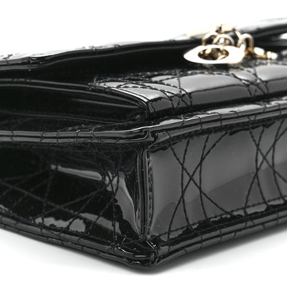 Christian Dior Patent Cannage Lady Dior Chain Pouch Black 9 of 10