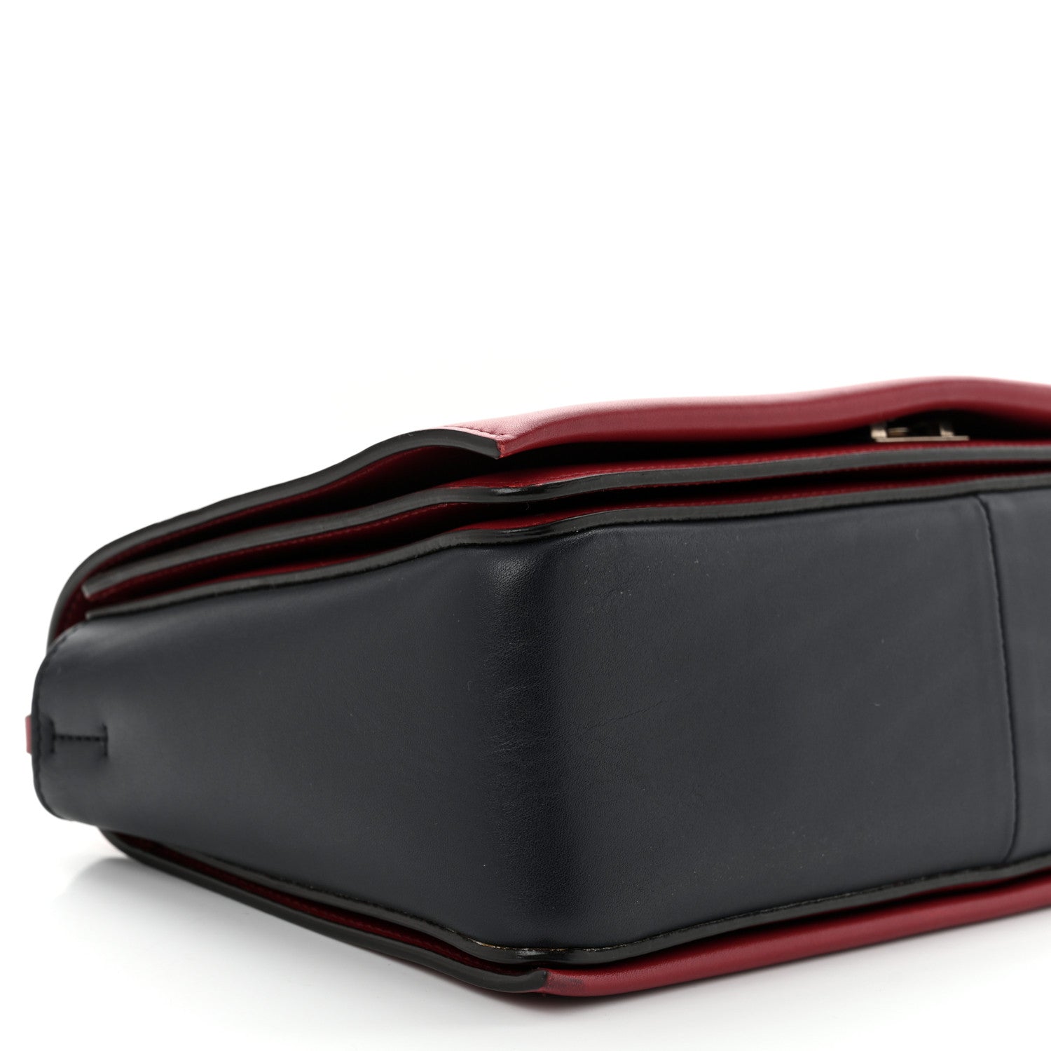 Celine Shiny Smooth Calfskin Medium Frame Shoulder Bag Red Navy 9 of 10