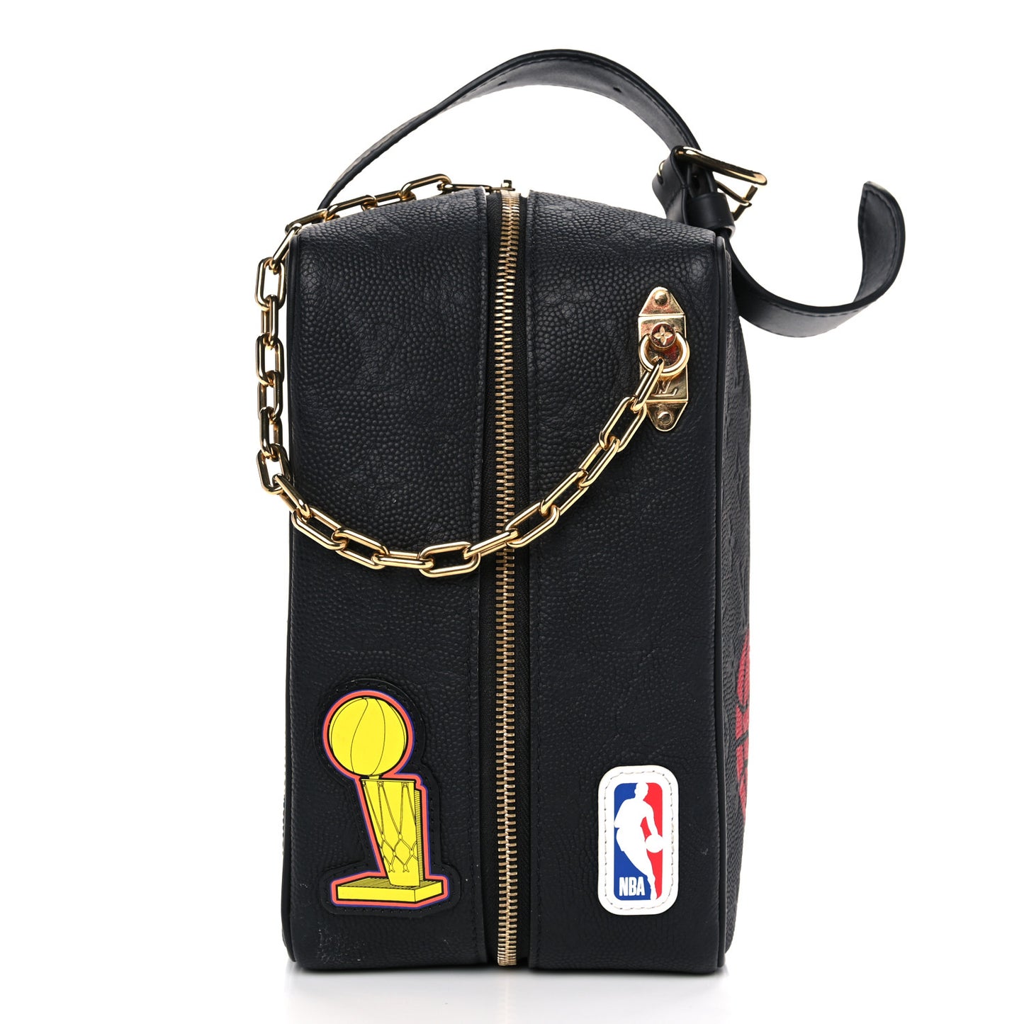 X NBA Calfskin Monogram Embossed Cloakroom Dopp Kit Black