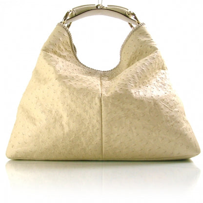 Gucci Ostrich Large Horsebit Chain Ivory 1 of 10