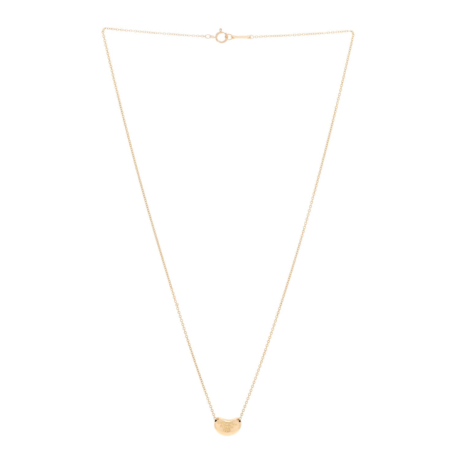 Tiffany 18K Yellow Gold 11mm Elsa Peretti Bean Pendant Necklace 3 of 6