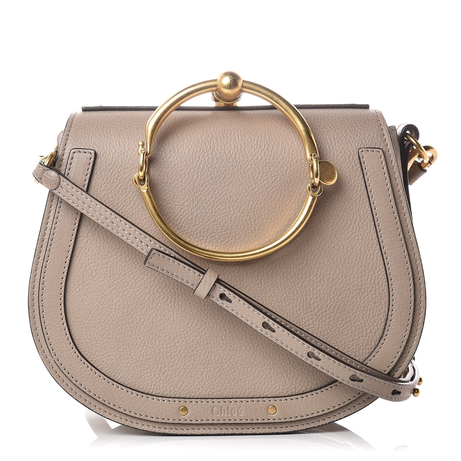Chloe Calfskin Suede Medium Nile Bracelet Bag Motty Grey 1 of 9