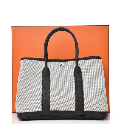 Hermes Twill H Negonda Garden Party 30 TPM Tote Ecru Black 7 of 7