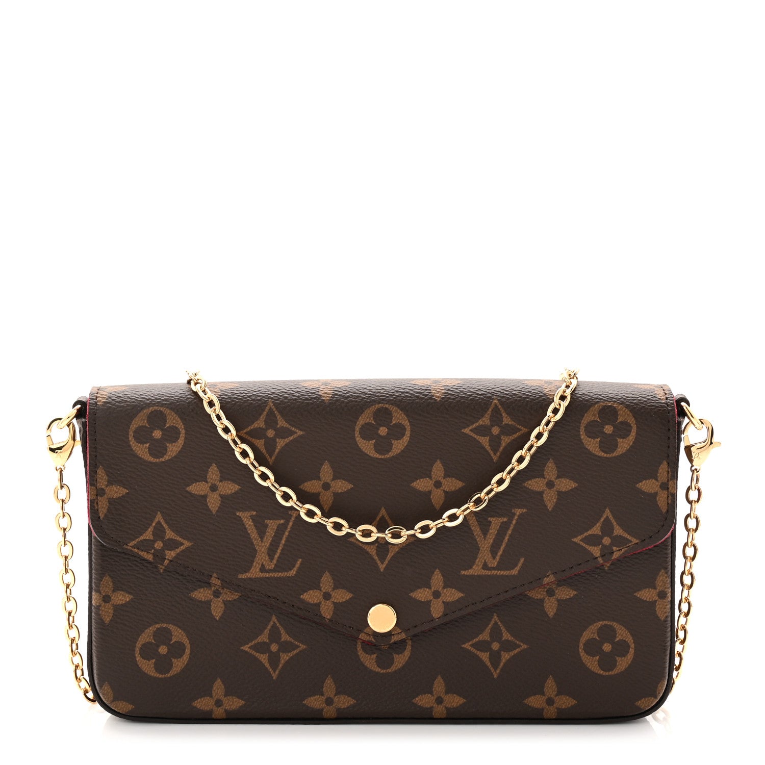 Louis Vuitton Monogram Pochette Felicie Chain Wallet Fuchsia 2 of 21