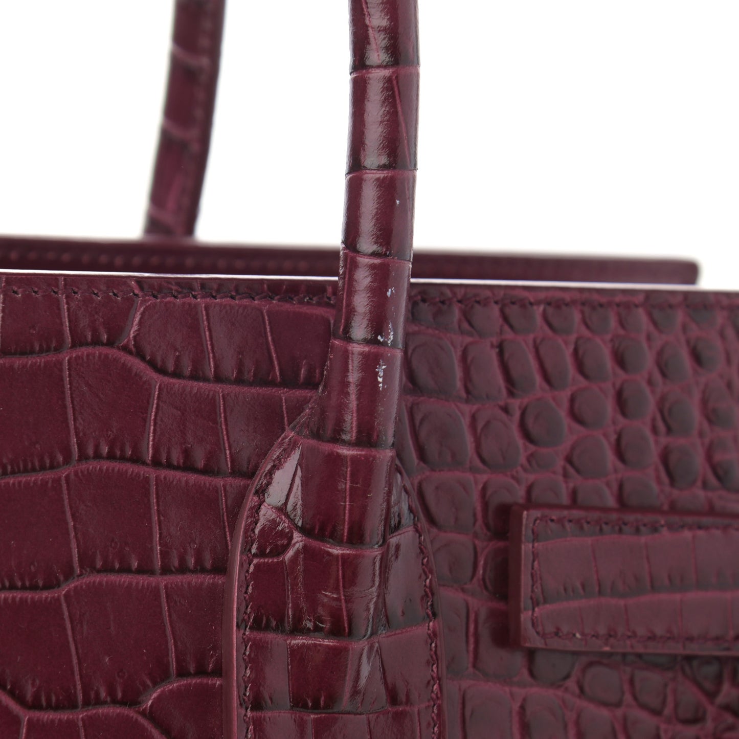 Calfskin Crocodile Embossed Baby Sac De Jour Rouge
