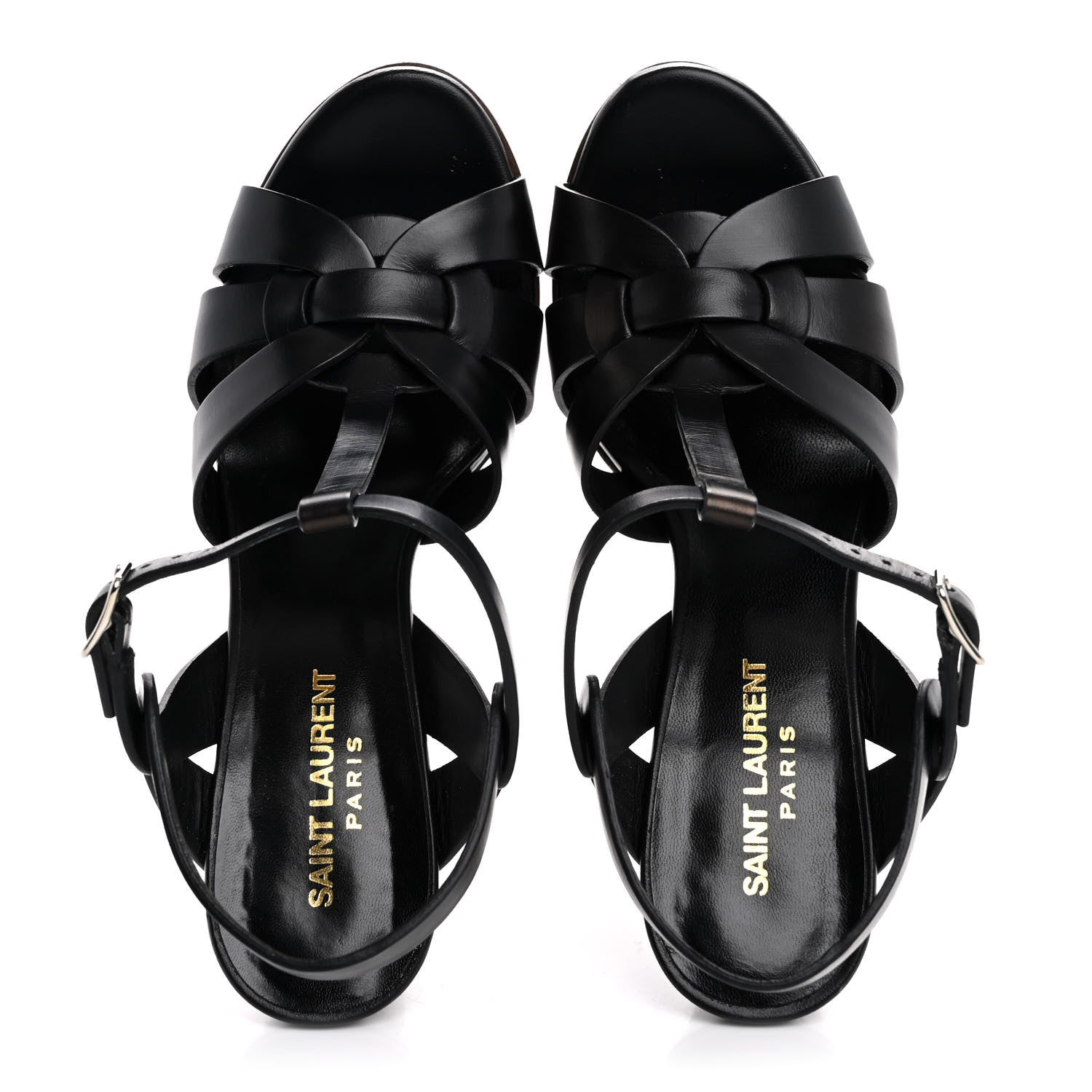 Saint Laurent Calfskin Betty 80 Tribute Sandals 37 Black 2 of 12