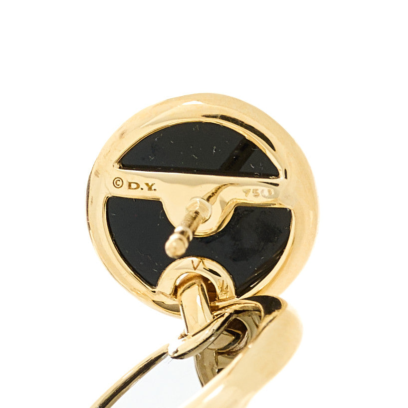 18K Yellow Gold Black Onyx Elements Triple Drop Earrings
