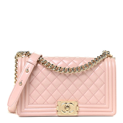 Chanel Patent Calfskin Quilted Medium Boy Flap Light Pink 1 of 11