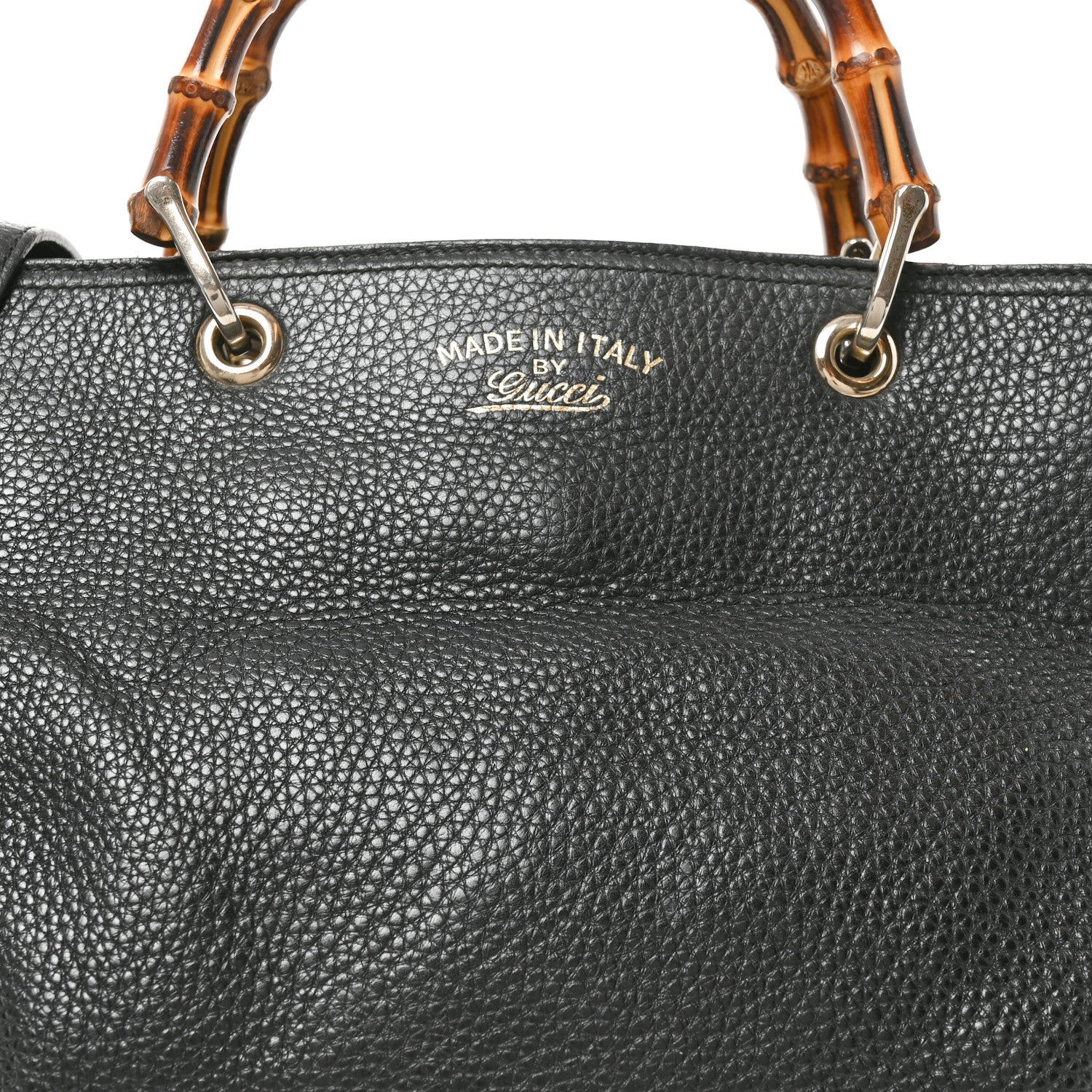 Gucci Pebbled Calfskin Large Bamboo Shopper Tote Black Black 8 of 10