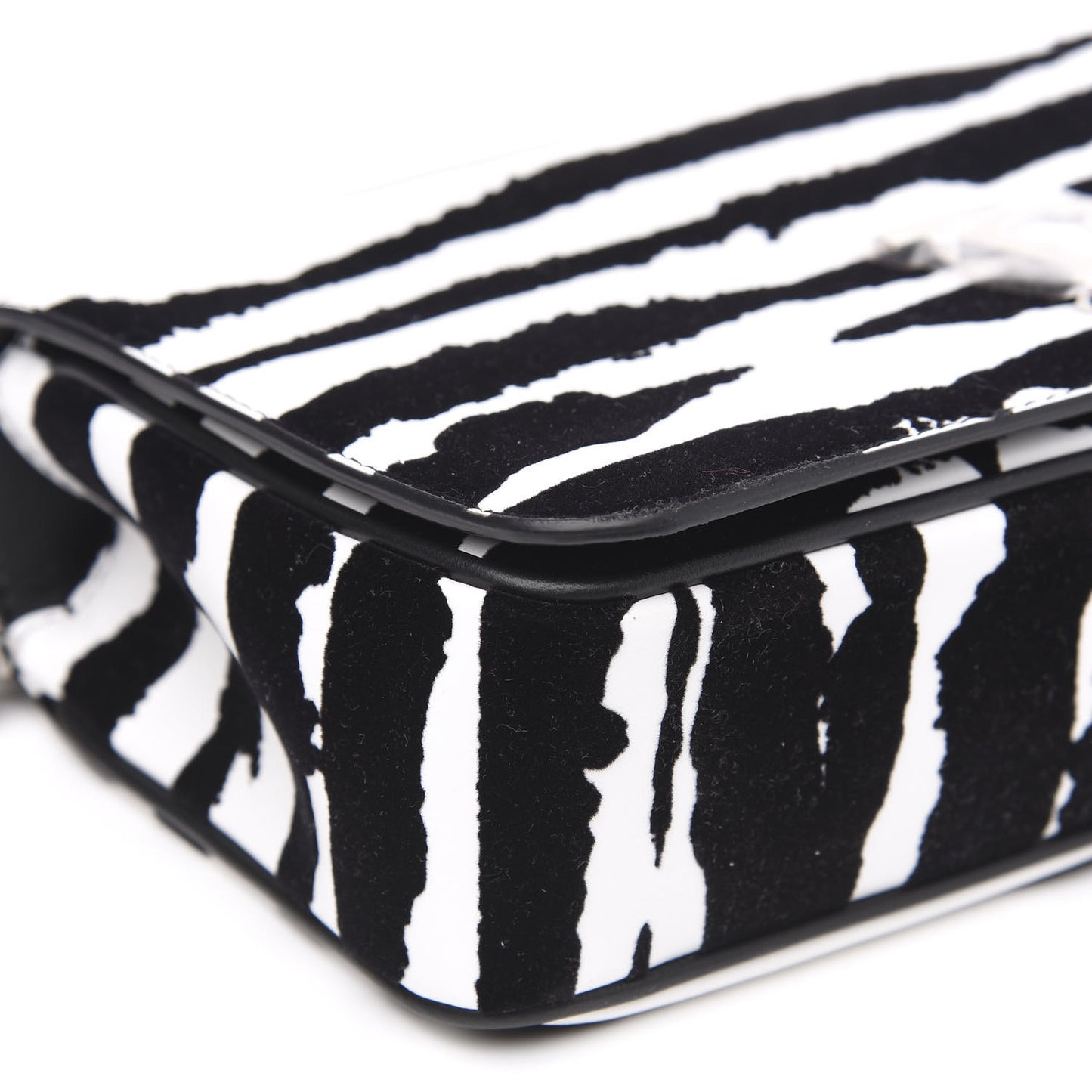 Calfskin Zebra Print Lola Bag Black White