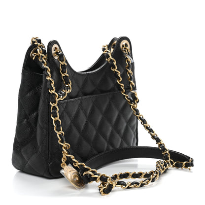 Chanel Caviar Quilted Small Wavy CC Hobo Black 3 of 10