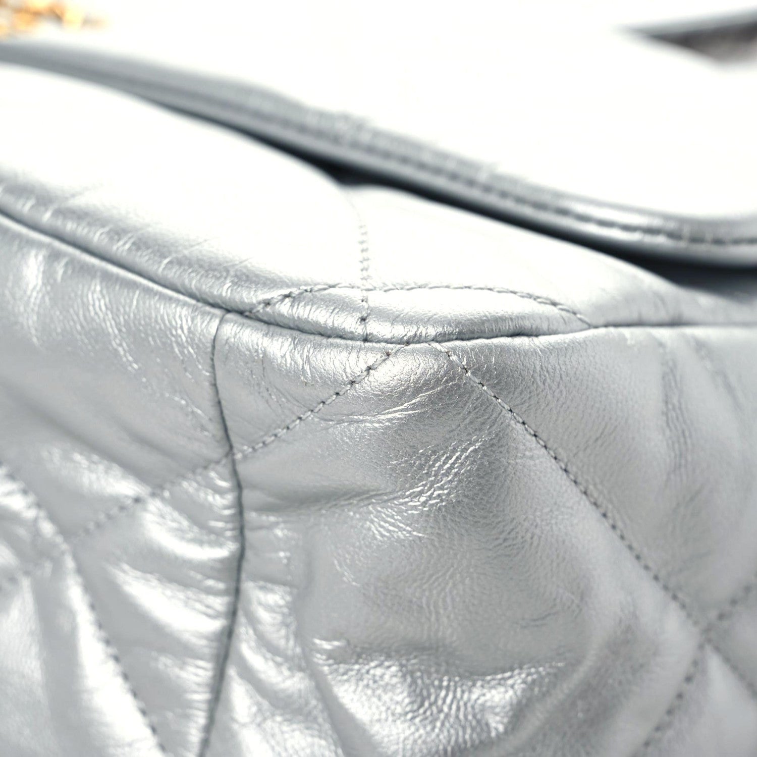 Chanel Metallic Goatskin Quilted Maxi Chanel 19 Flap Silver 5 of 12