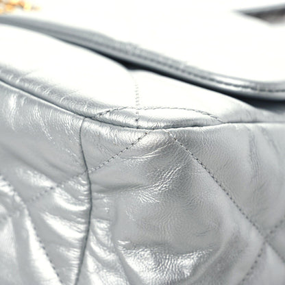Chanel Metallic Goatskin Quilted Maxi Chanel 19 Flap Silver 5 of 12