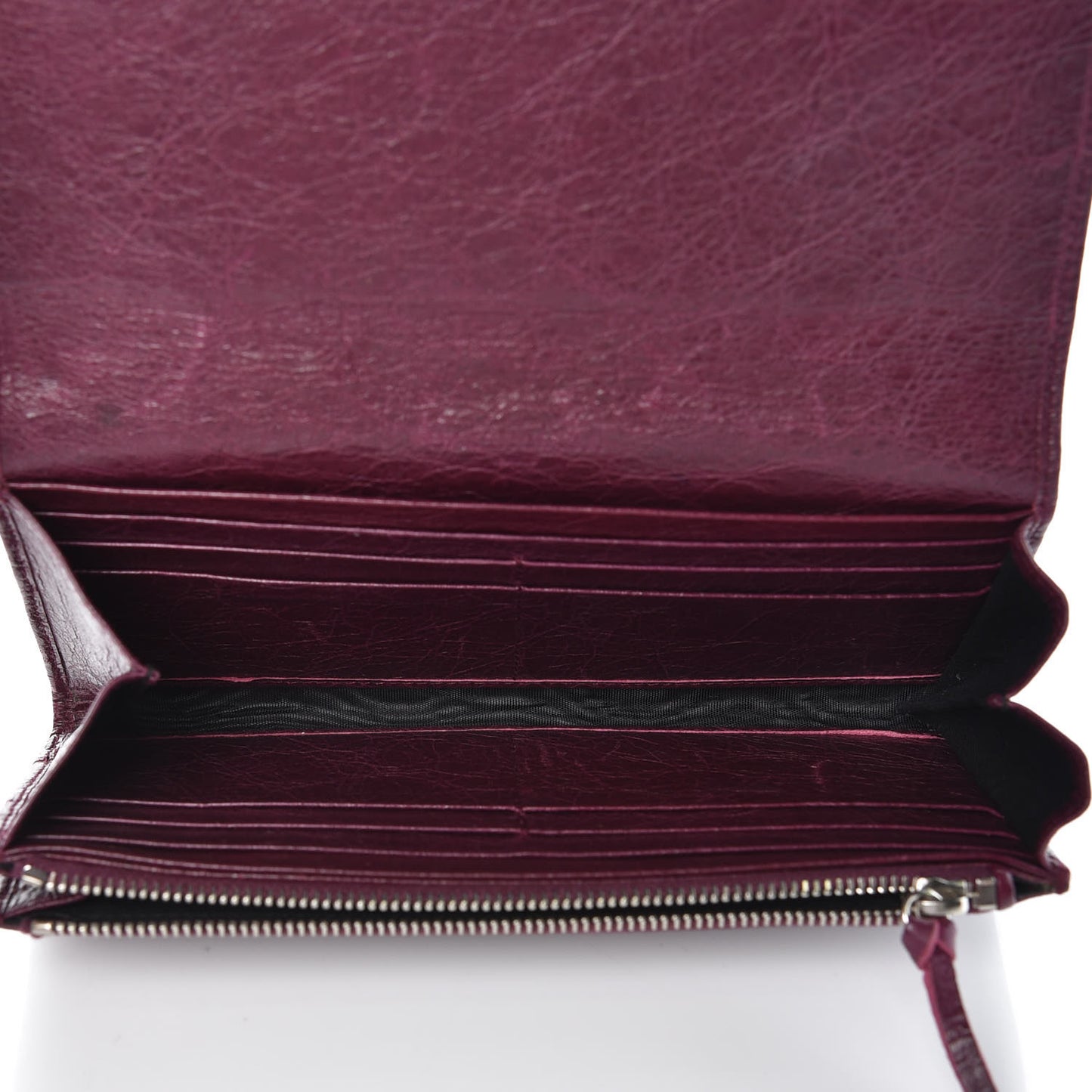 Agneau Classic Silver Hardware Money Wallet Violet Prune