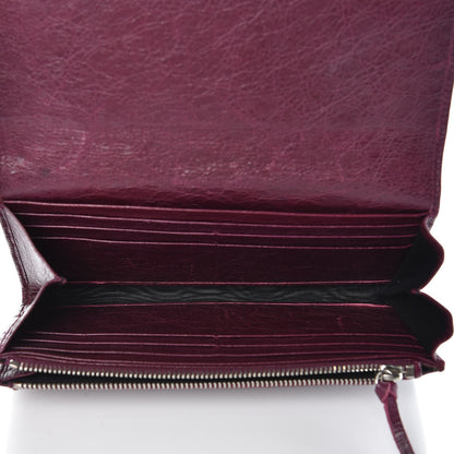 Balenciaga Agneau Classic Silver Hardware Money Wallet Violet Prune 5 of 9