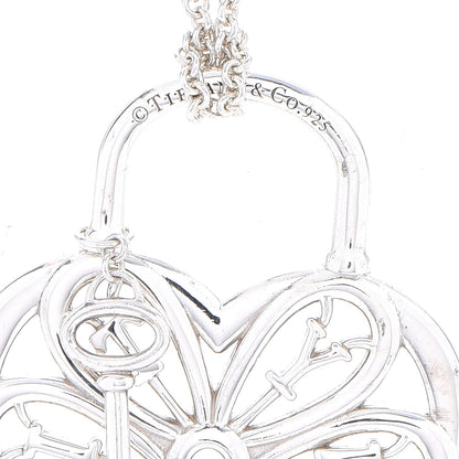 Tiffany Sterling Silver Filigree Heart Key Pendant Necklace 6 of 8