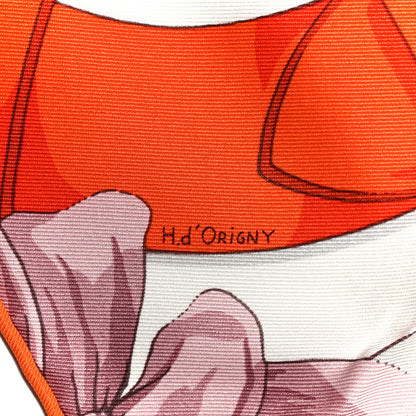 Hermes Silk Grand Manege Detail Scarf 70 Grege Orange Vieux Rose 5 of 5