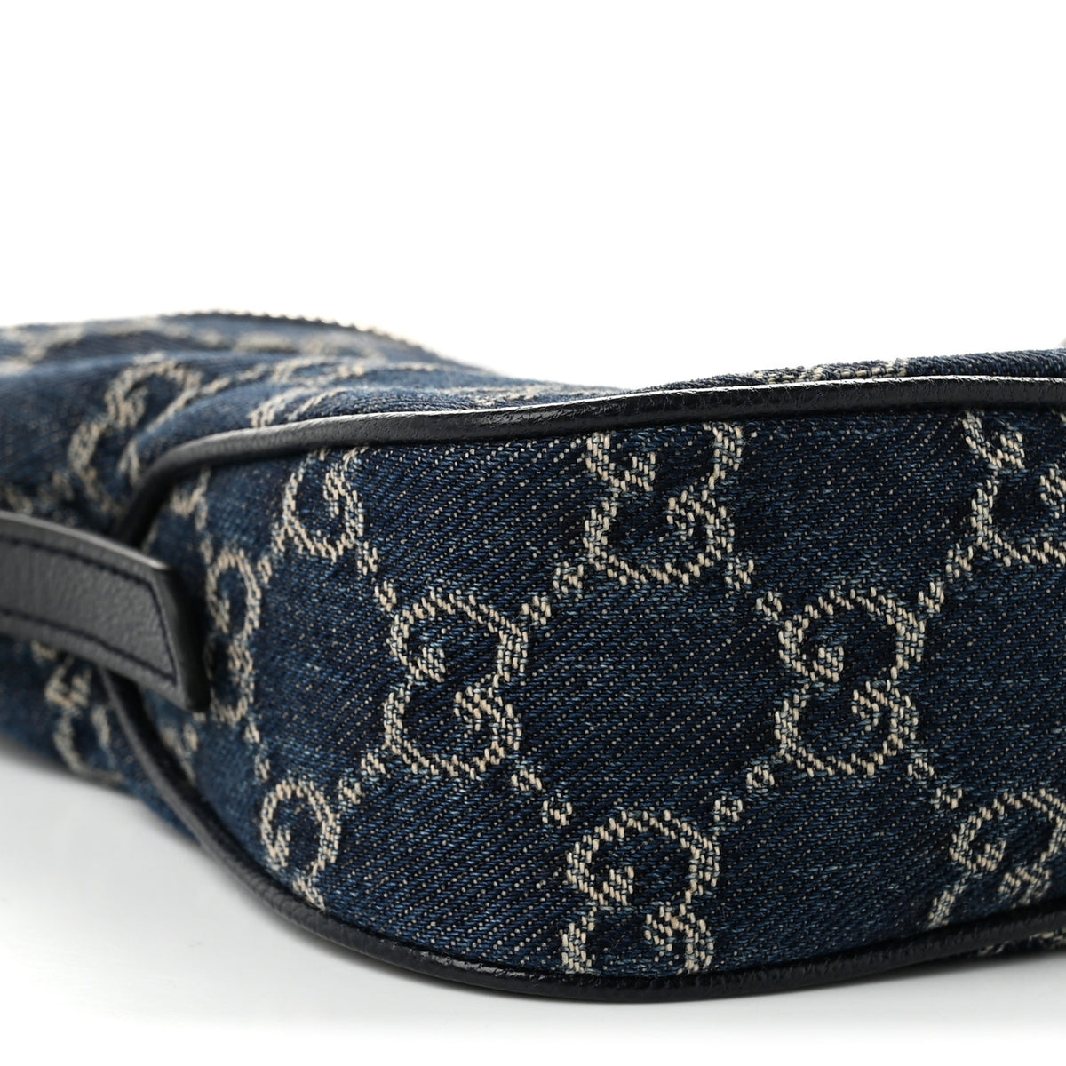 Washed Denim GG Monogram Lady Lunetta Small Shoulder Bag  Dark Blue