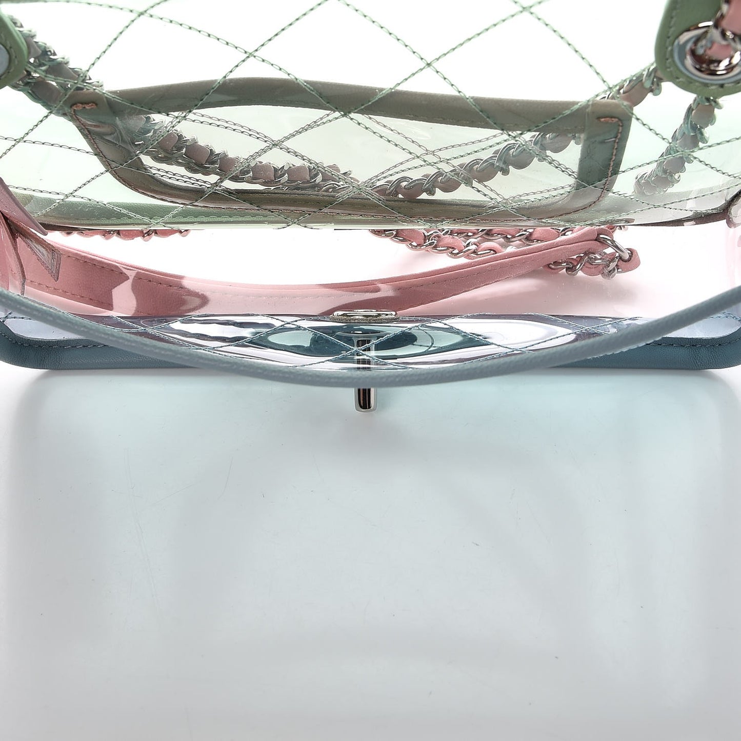 Lambskin PVC Quilted Mini Coco Splash Flap Blue Green