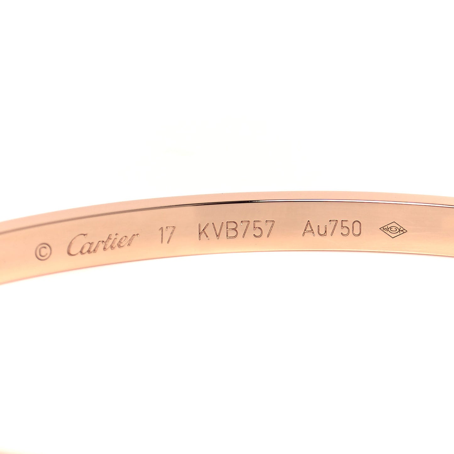 18K Pink Gold 10 Diamond Small LOVE Bracelet 17