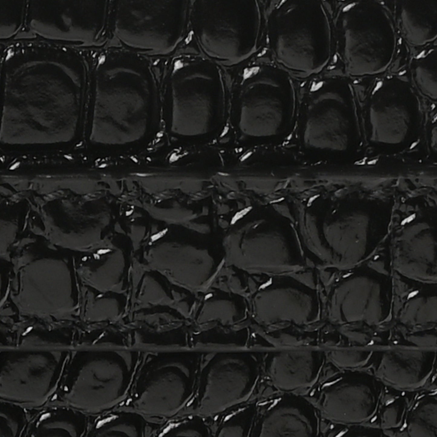 Shiny Calfskin Crocodile Embossed Manhattan Baguette Black