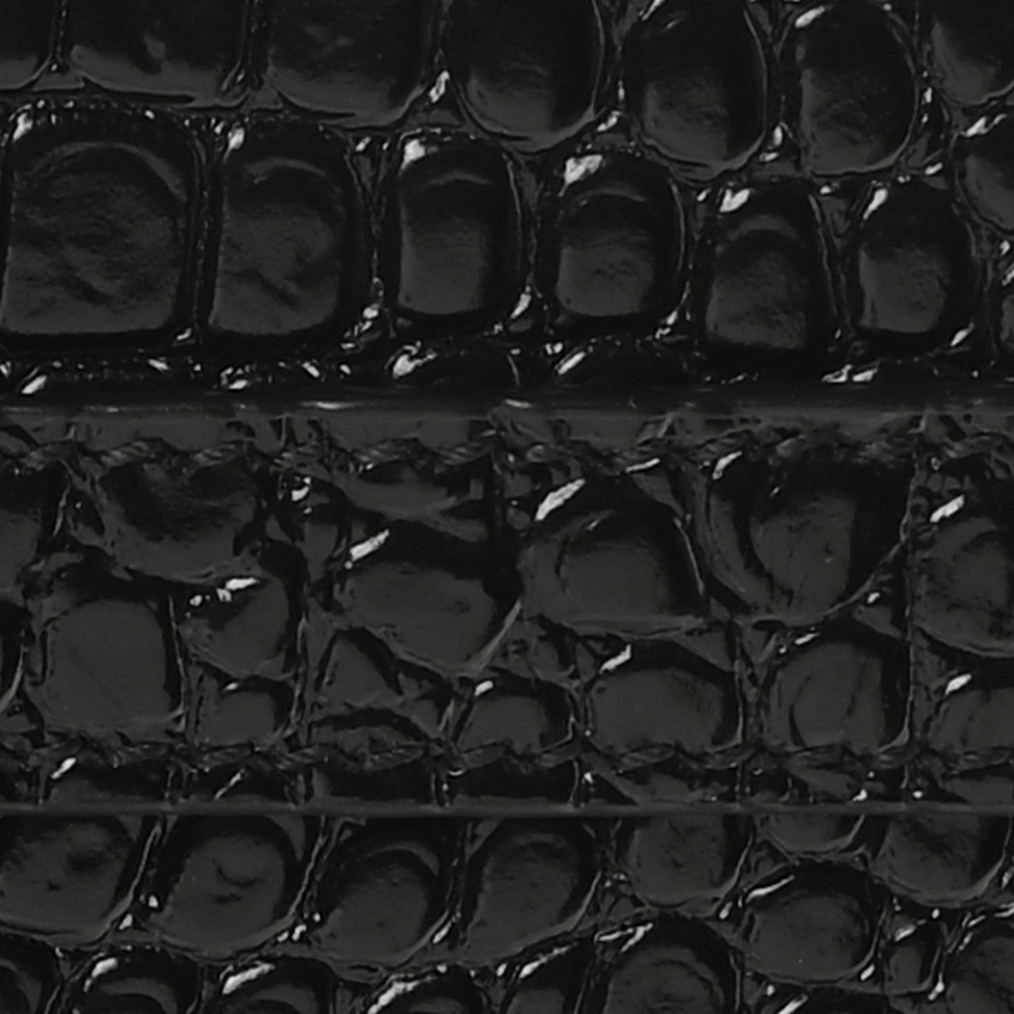 Saint Laurent Shiny Calfskin Crocodile Embossed Manhattan Baguette Black 8 of 10