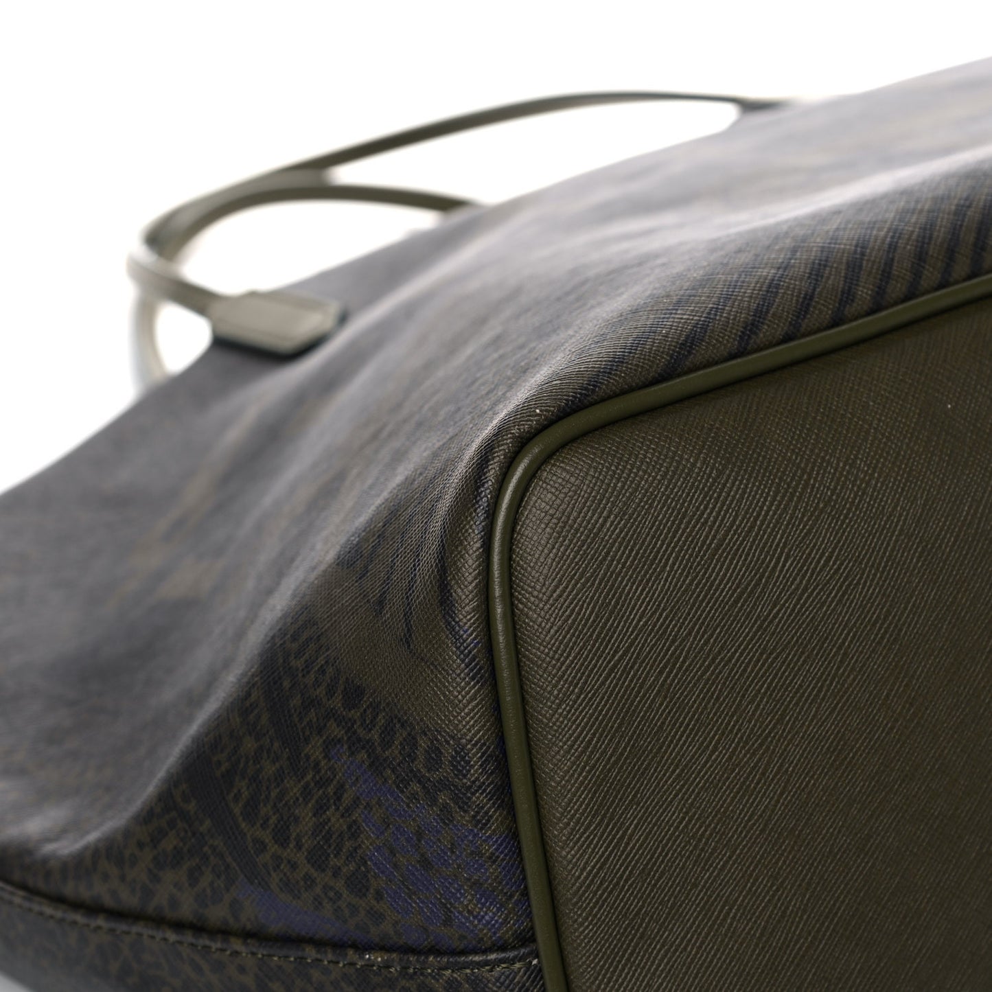 Textured Coated Canvas I Feel Love Print Large Antigona Tote Green