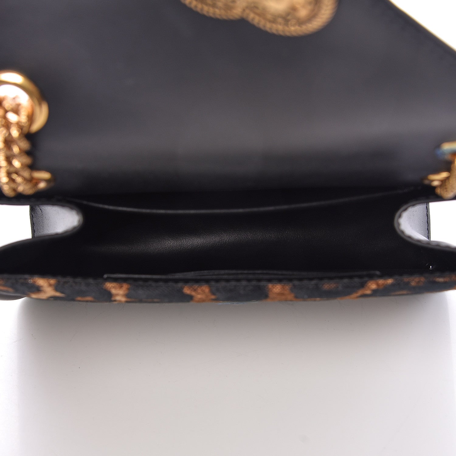 Dolce & Gabbana Jacquard Leopard Print Smooth Calfskin Medium Devotion Crossbody Bag Black 5 of 11