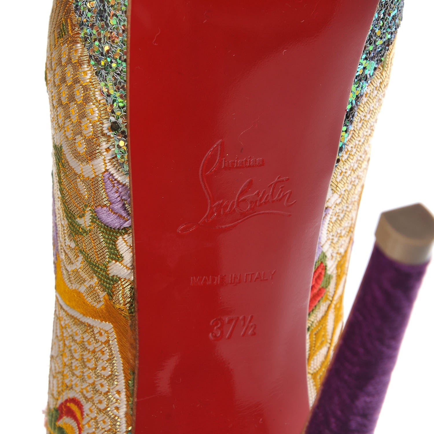Christian Louboutin Tissu Glitter Dragon Lady Peep 150 Pumps 37.5 Pollen 8 of 12