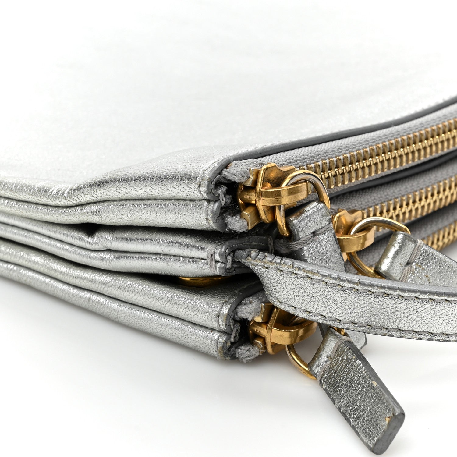 Celine Metallic Lambskin Large Trio Crossbody Bag Silver 13 of 17