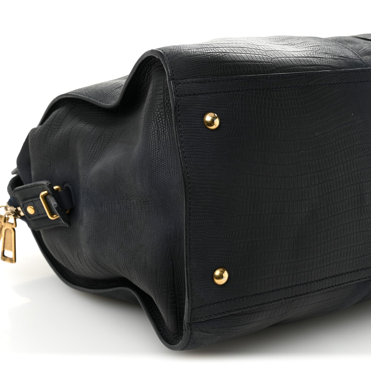 Calfskin Lizard Embossed Large Cabas ChYc Navy Blue
