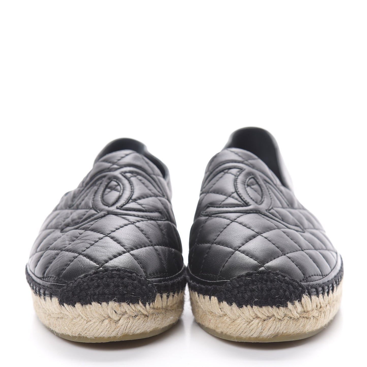 Lambskin Quilted CC Espadrilles 38 Black