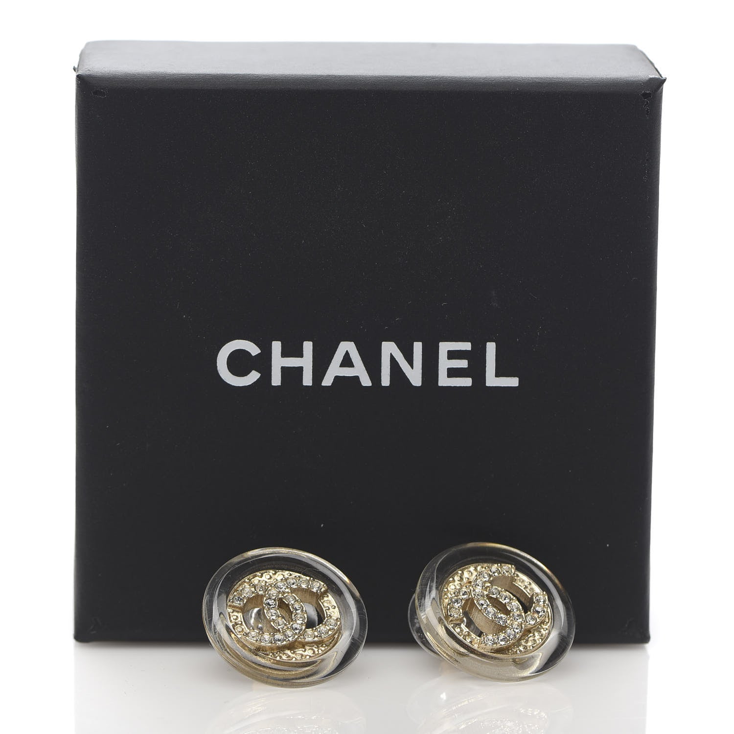 Chanel Pearl Crystal CC Round Earrings Gold 5 of 5
