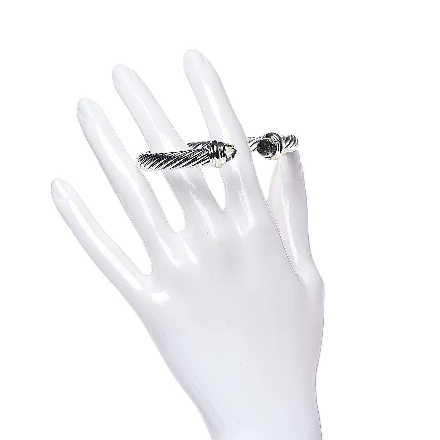 Sterling Silver 14K Yellow Gold Prasiolite 7mm Cable Classics Bracelet
