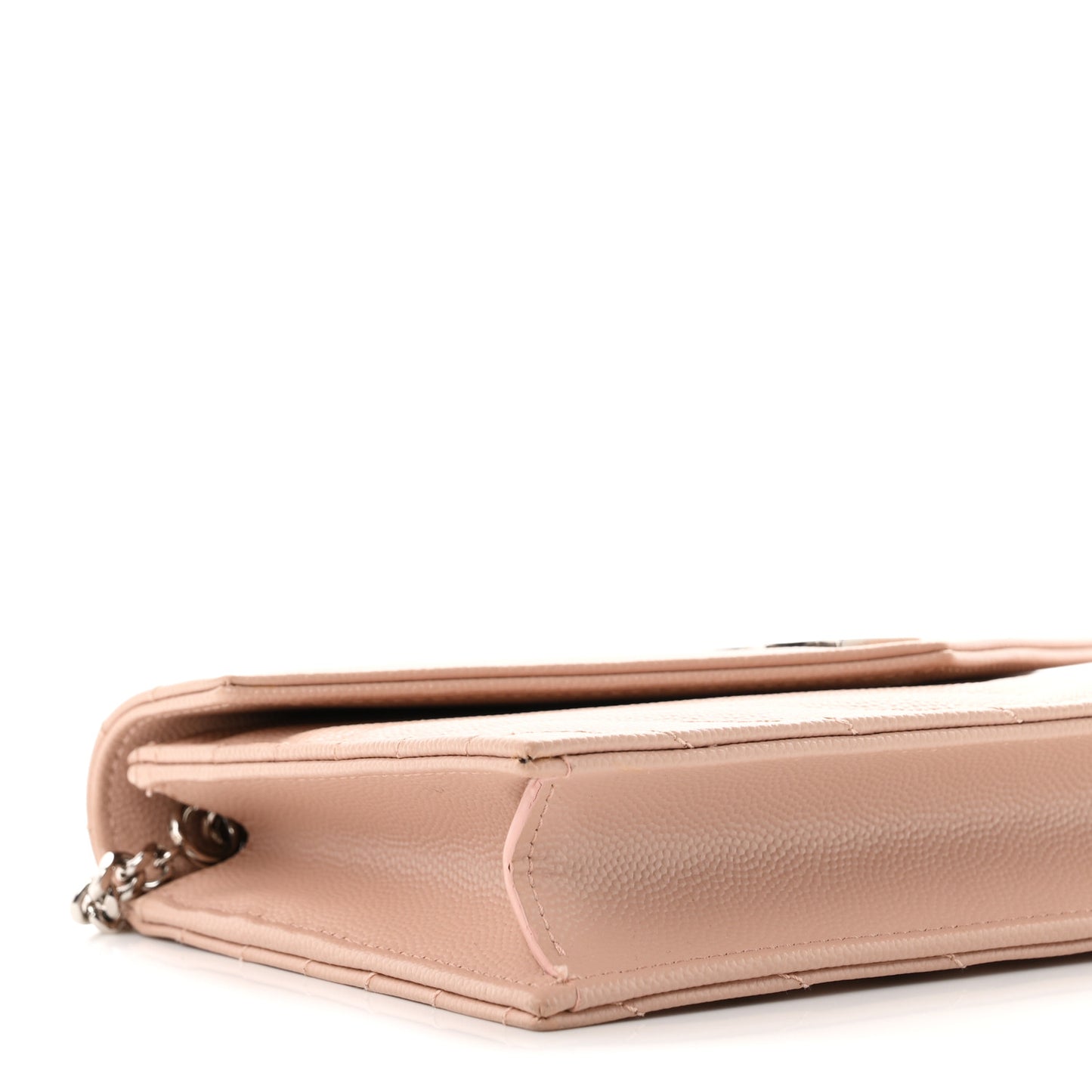 Grain De Poudre Matelasse Chevron Monogram Envelope Chain Wallet Pale Pink