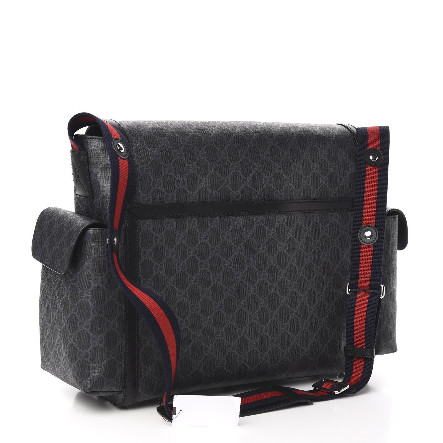 Gucci GG Supreme Monogram Web Messenger Diaper Bag Black Grey 3 of 11