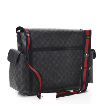 Gucci GG Supreme Monogram Web Messenger Diaper Bag Black Grey 3 of 11